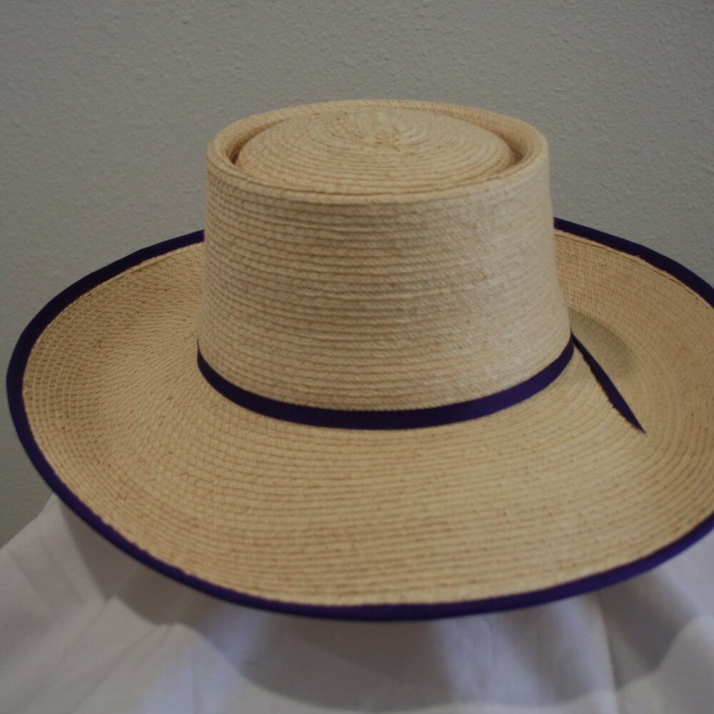 Sun Body Reata Hat 6 7/8 (55) Woven Straw Purple Ribbon - Picture 2 of 9